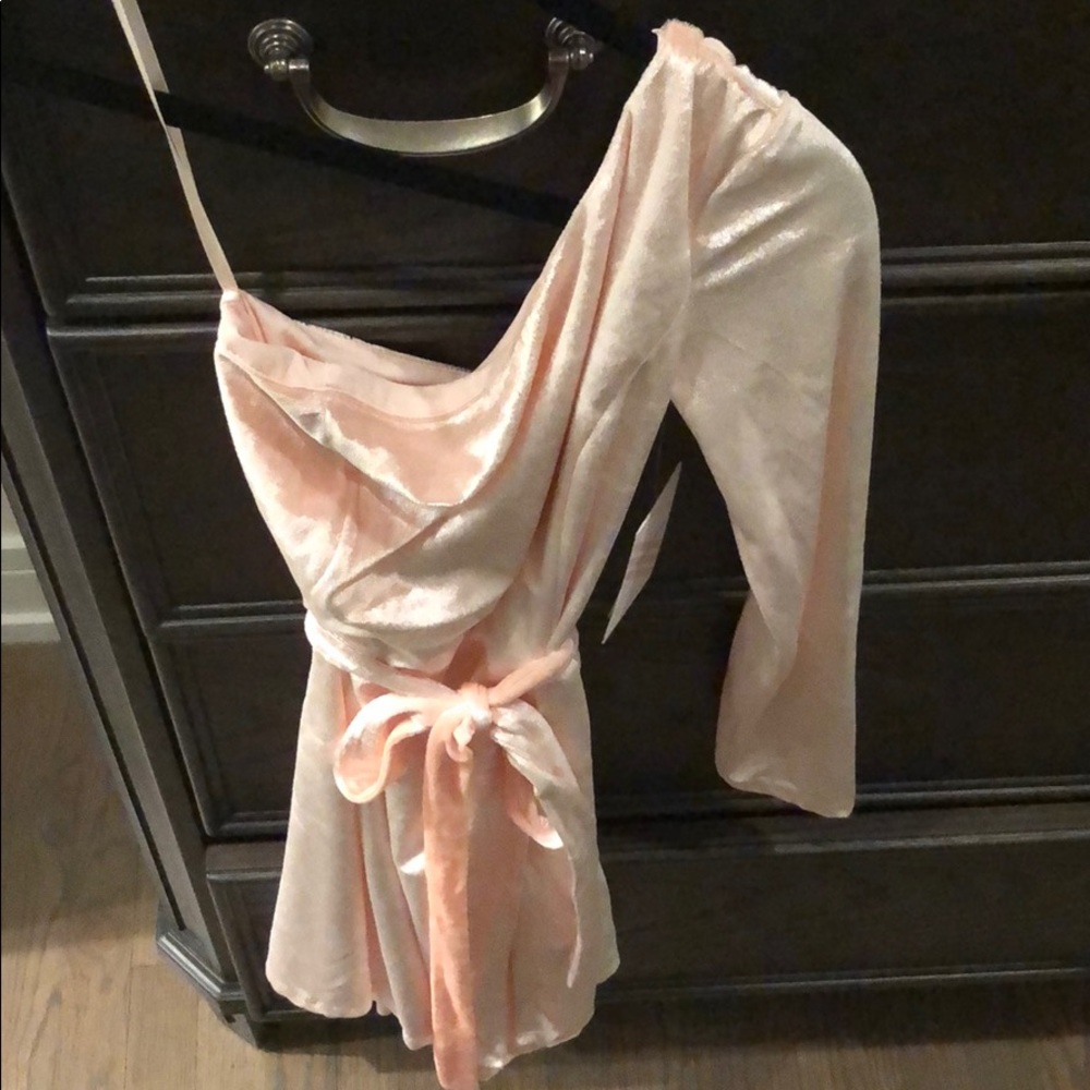 Velvet, one shoulder dress with tags, never worn.